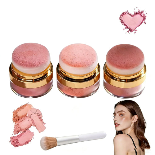 Lazy Blush, 3Pcs Makeup Set Kit, Soft & Fluffy Loose Powder Blush Puff for a Rosy Glow – Mineral Face Makeup for Smooth, Radiant Cheeks and Flawless Application
