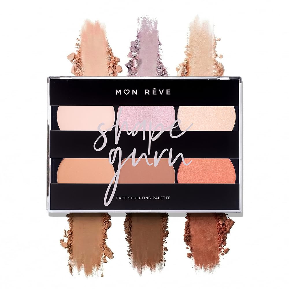 Mon Rêve 3-in-1 Contour Palette Powder – Highlighter, Blush & Contour Makeup Palette – Parabens-Free & Vegan Mineral Makeup Face Sculpting Kit for Light & Dark (03 Deep)