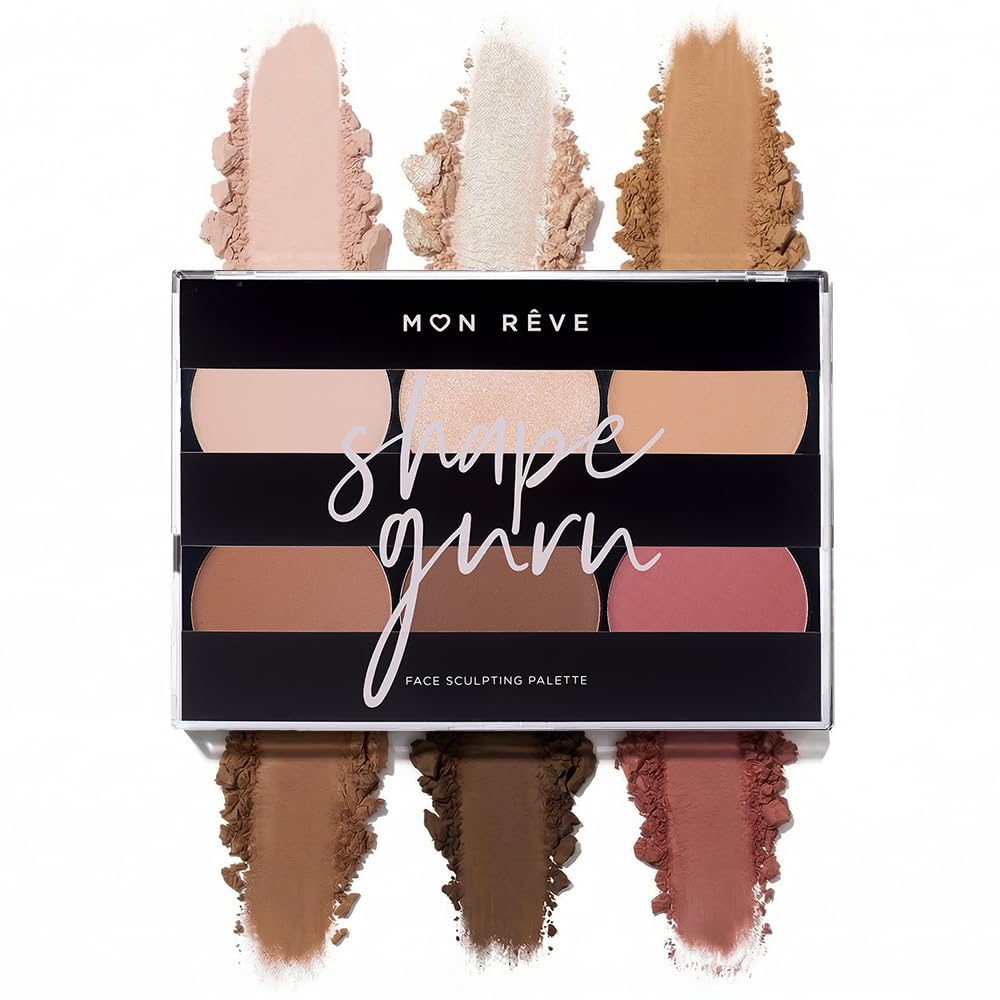Mon Rêve 3-in-1 Contour Palette Powder – Highlighter, Blush & Contour Makeup Palette – Parabens-Free & Vegan Mineral Makeup Face Sculpting Kit for Light & Dark (03 Deep)